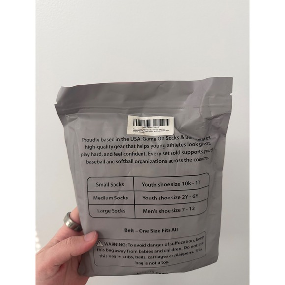 Game On Youth Baseball Socks and Belt Set – Maroon – Size Small – New - Picture 3 of 4